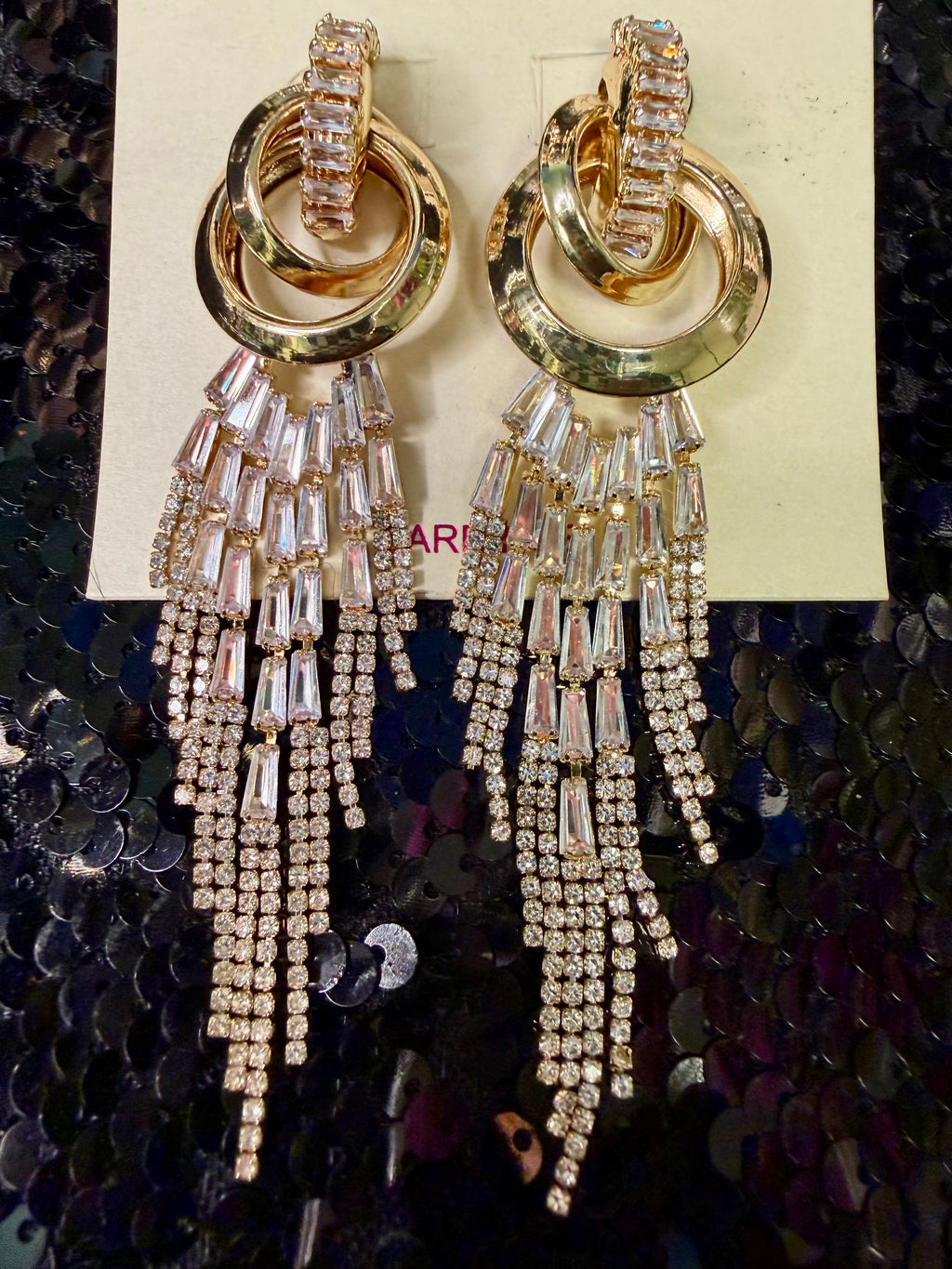 Gold Rhinestones drop Earrings