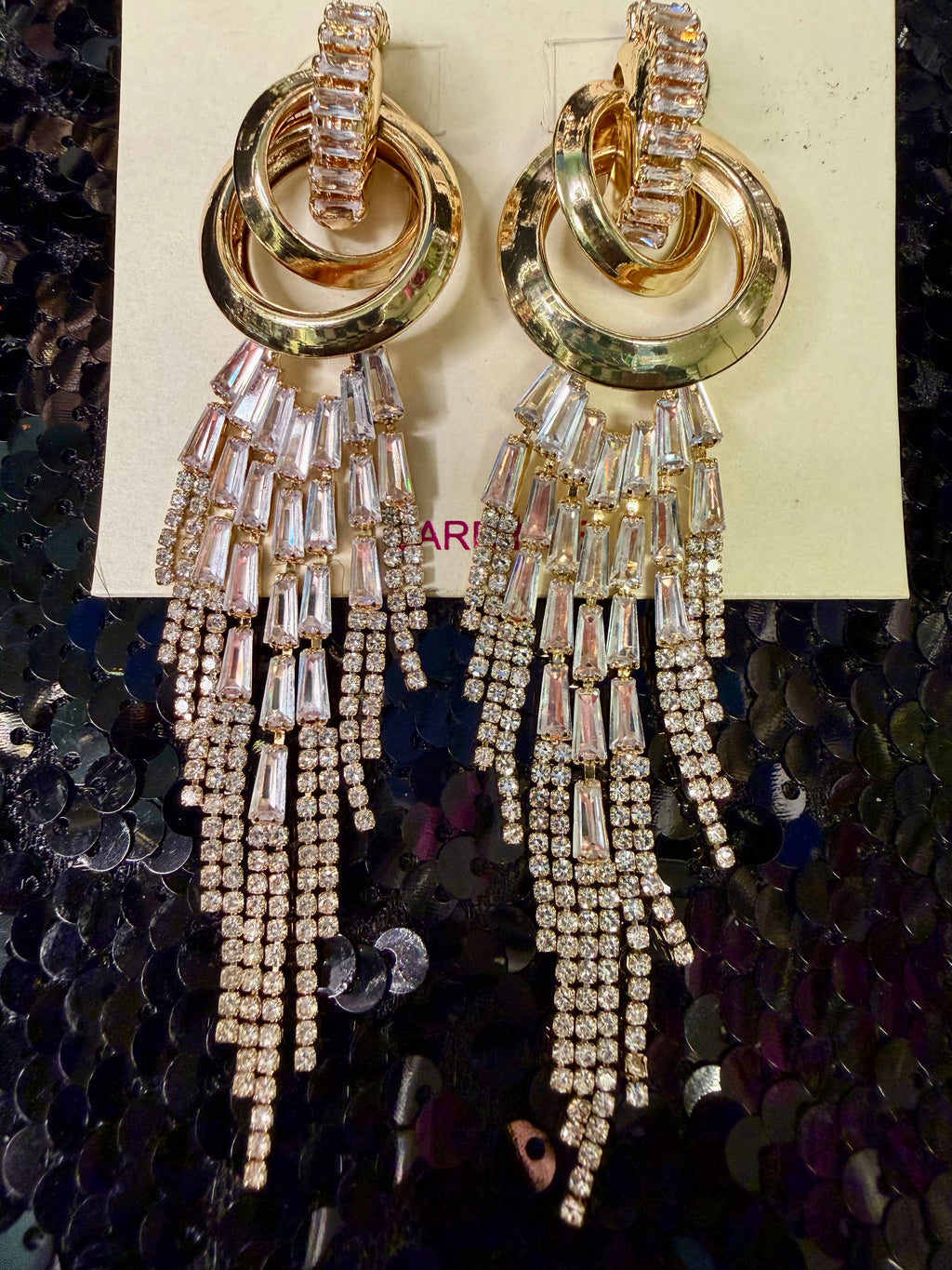 Gold Rhinestones drop Earrings