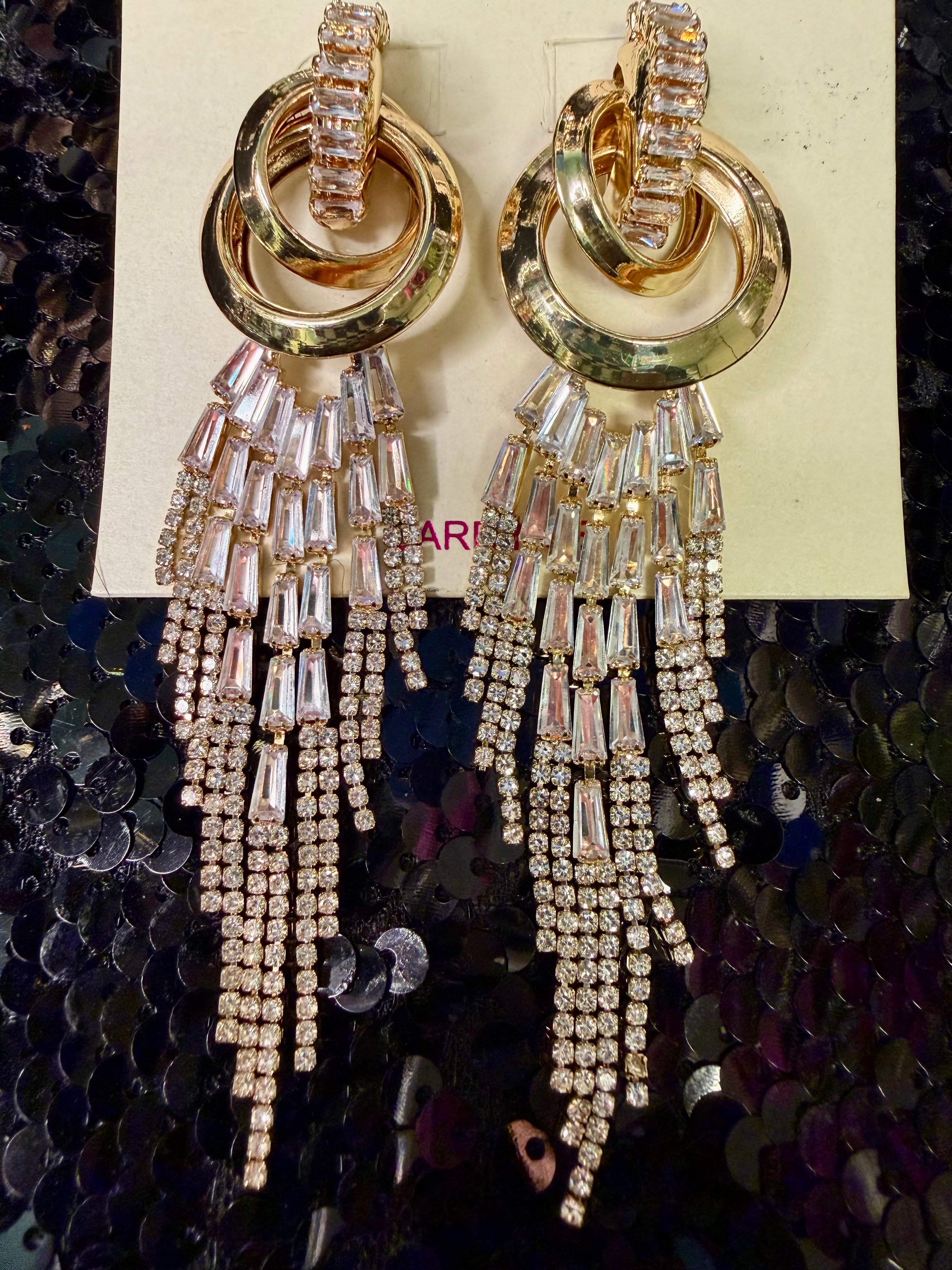 Gold Rhinestones drop Earrings