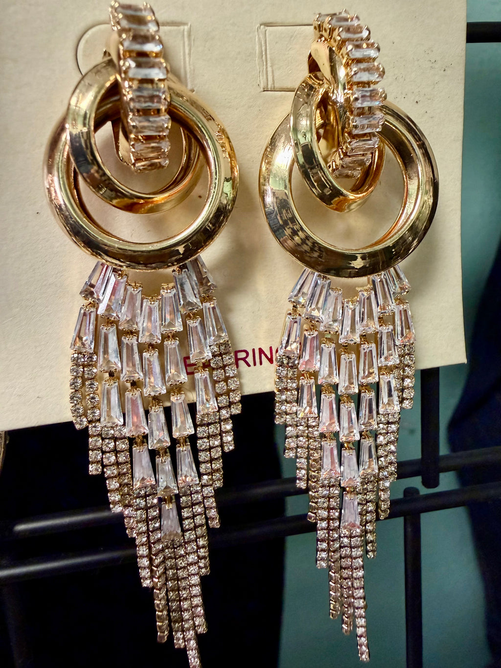 Gold Rhinestones drop Earrings