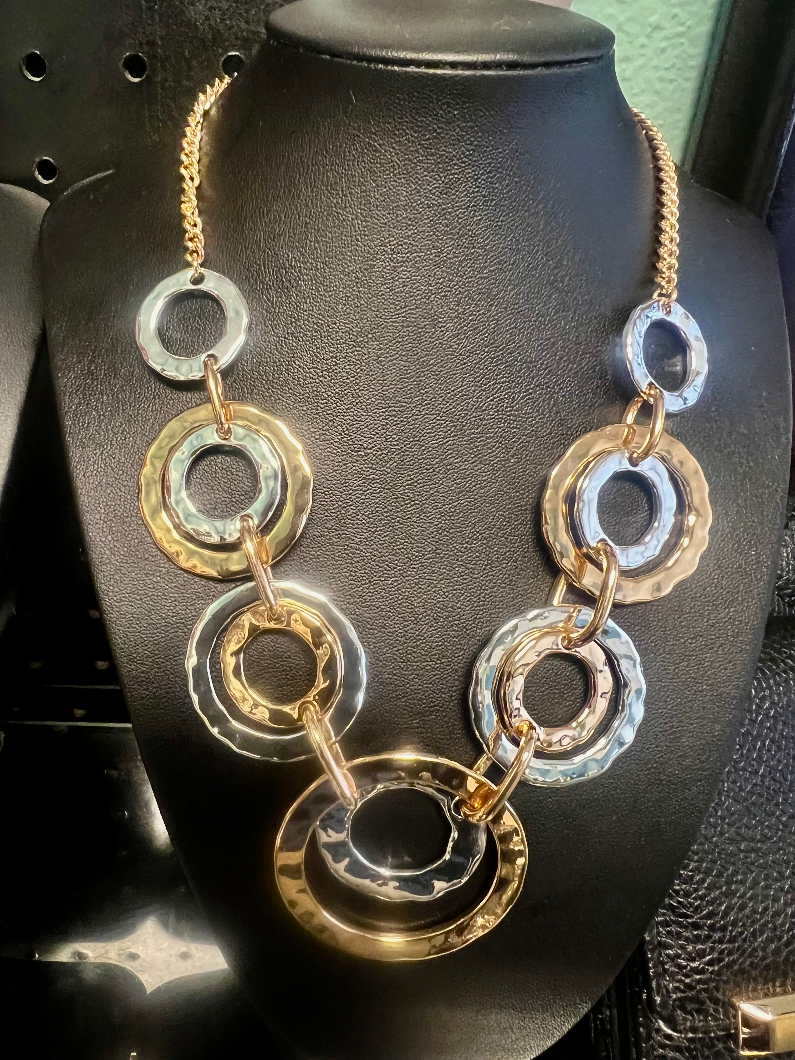 Statement necklace, silver/gold