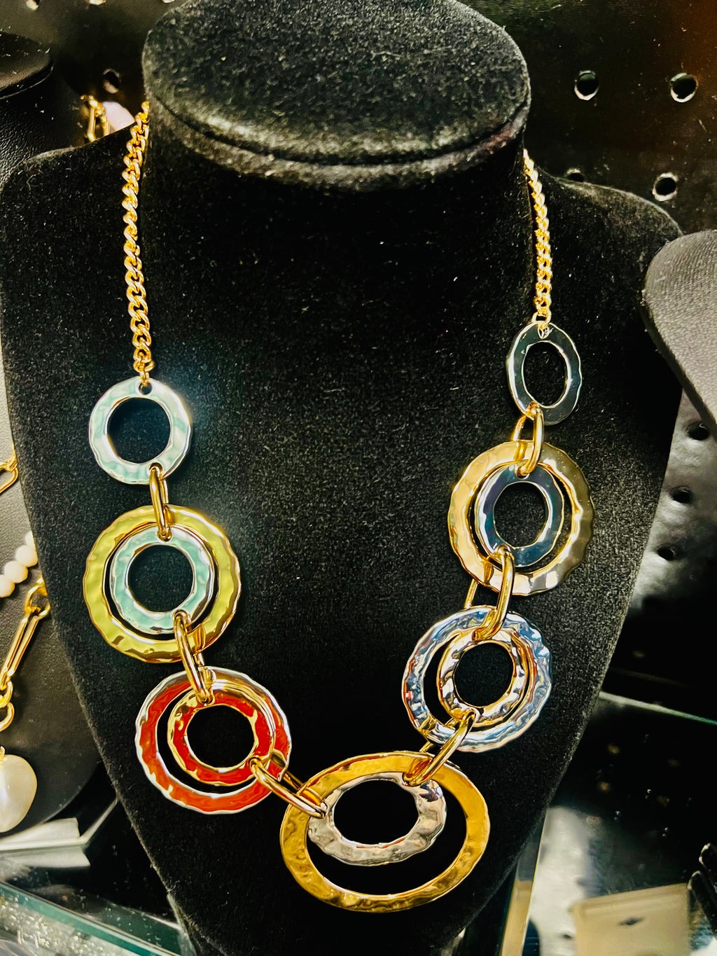 Statement necklace, silver/gold