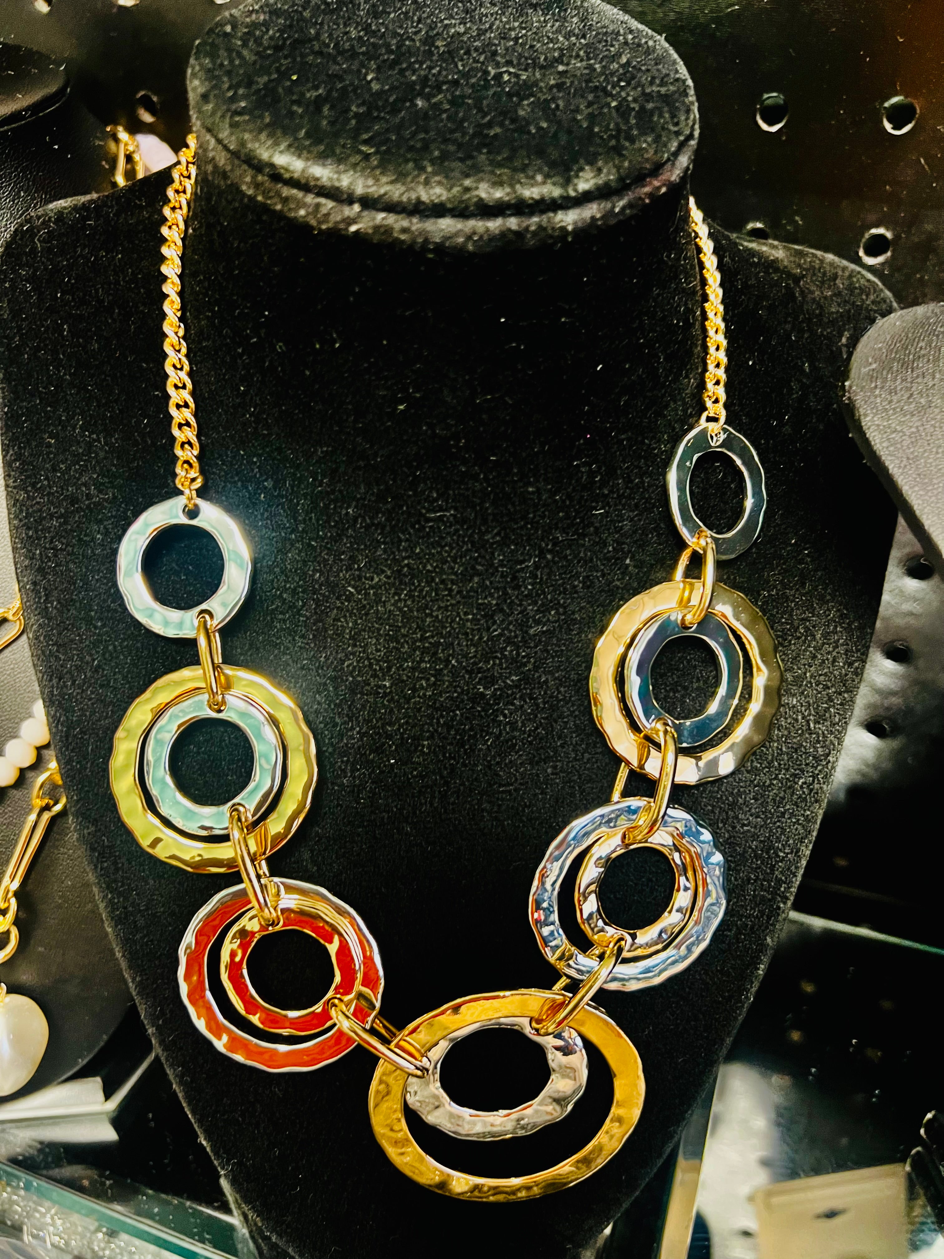 Statement necklace, silver/gold