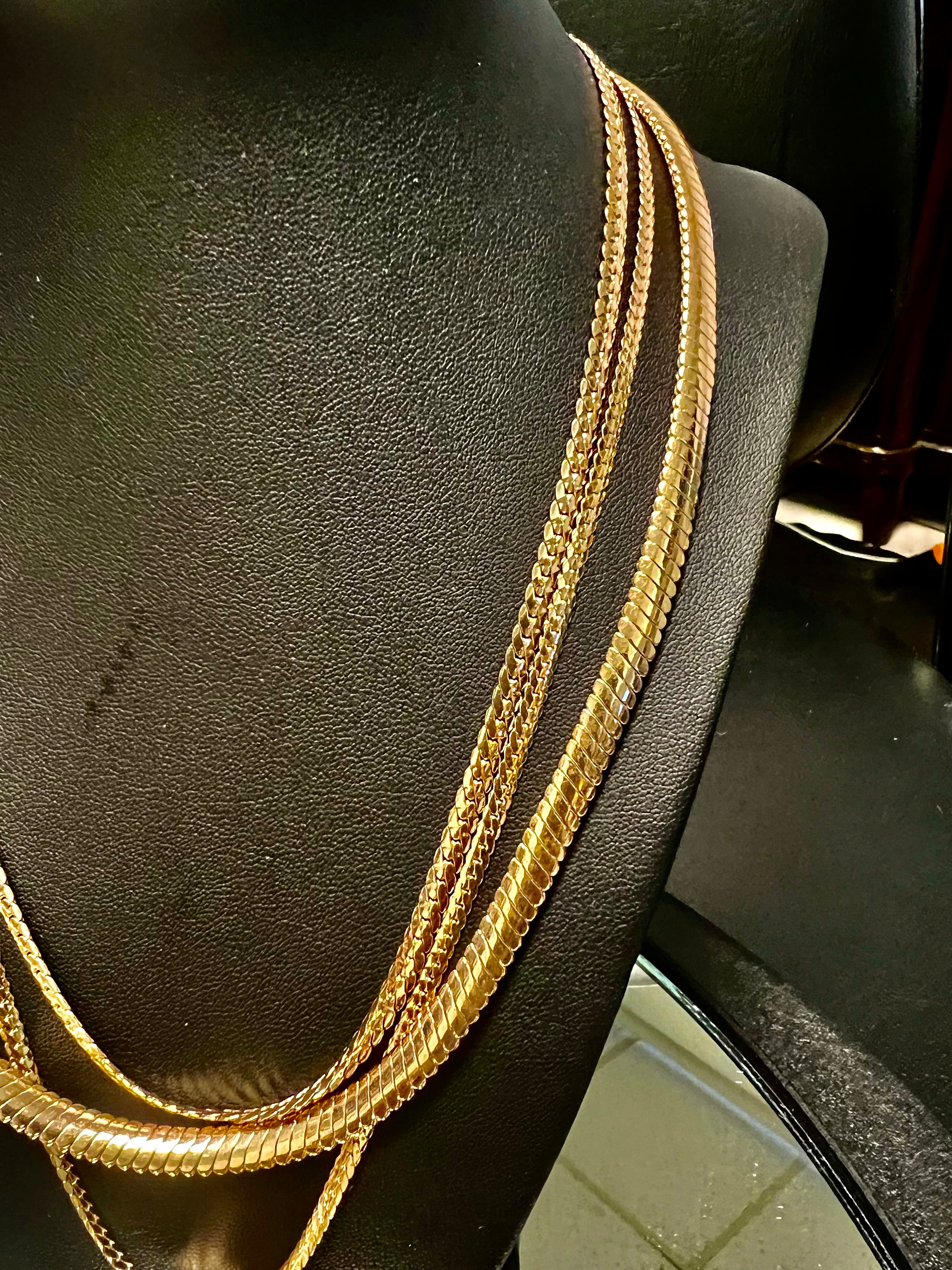 Gold 3 Herringbone Chain with a Pearl Pendant