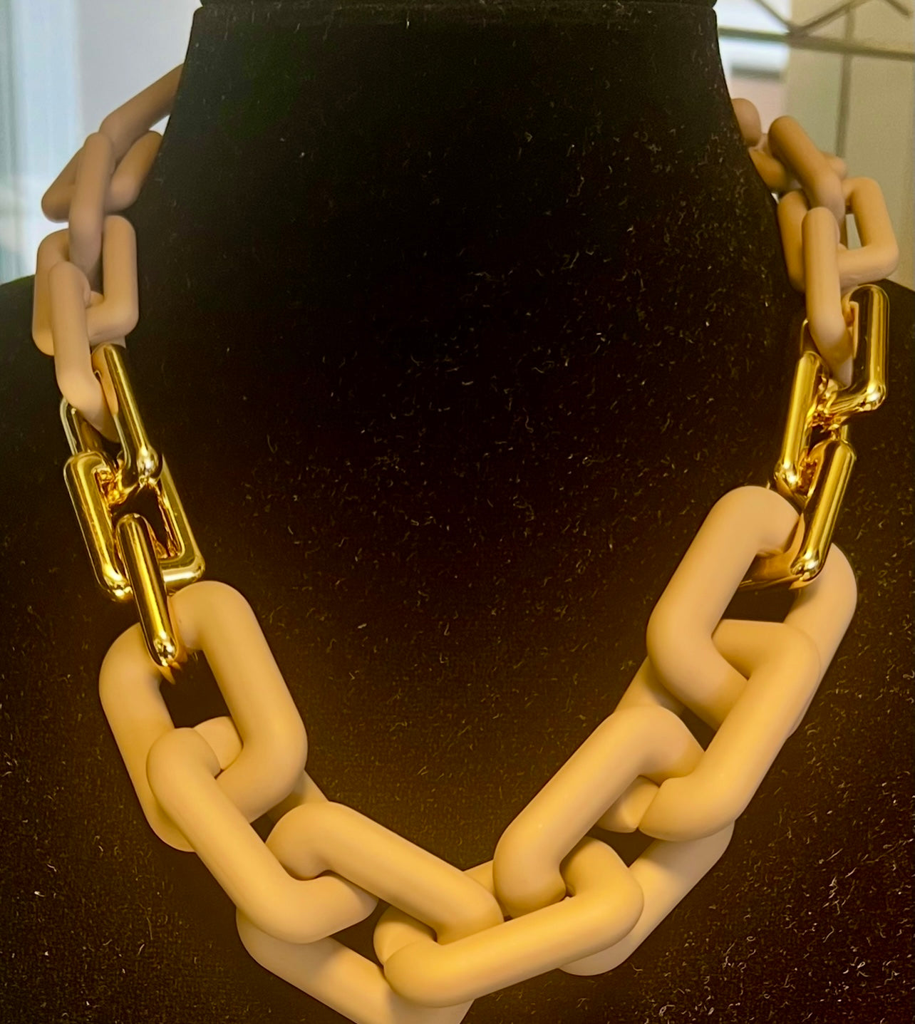 Tan/ Gold Chain Statement Necklace set