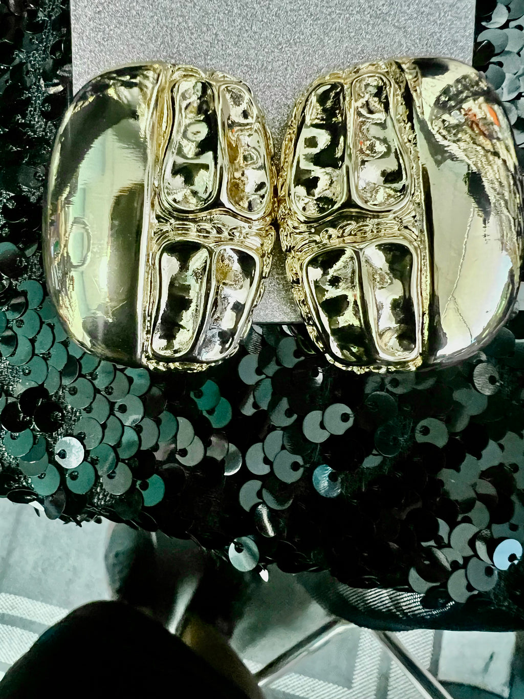 Gold Hammered finished Statement earrings