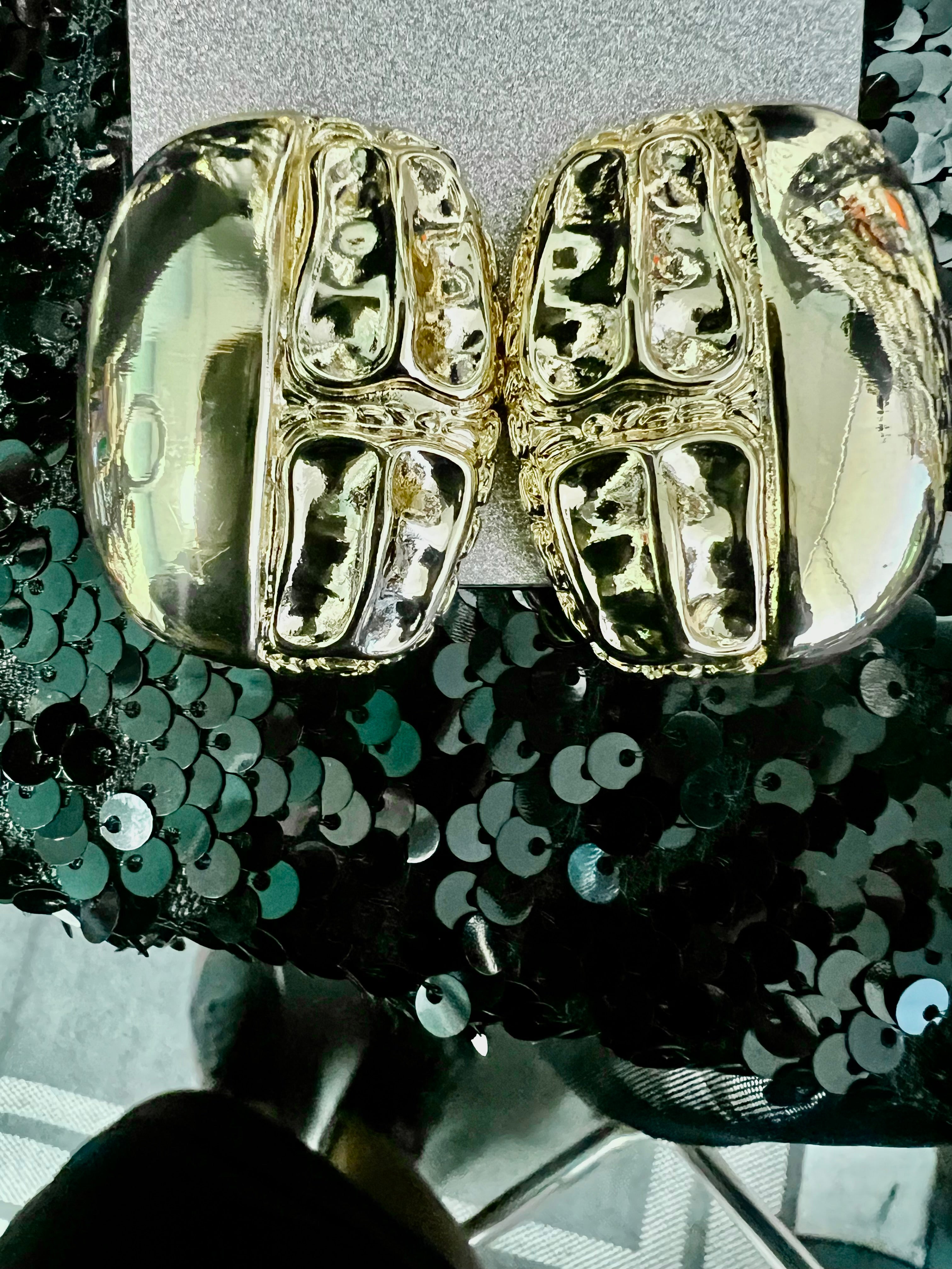 Gold Hammered finished Statement earrings