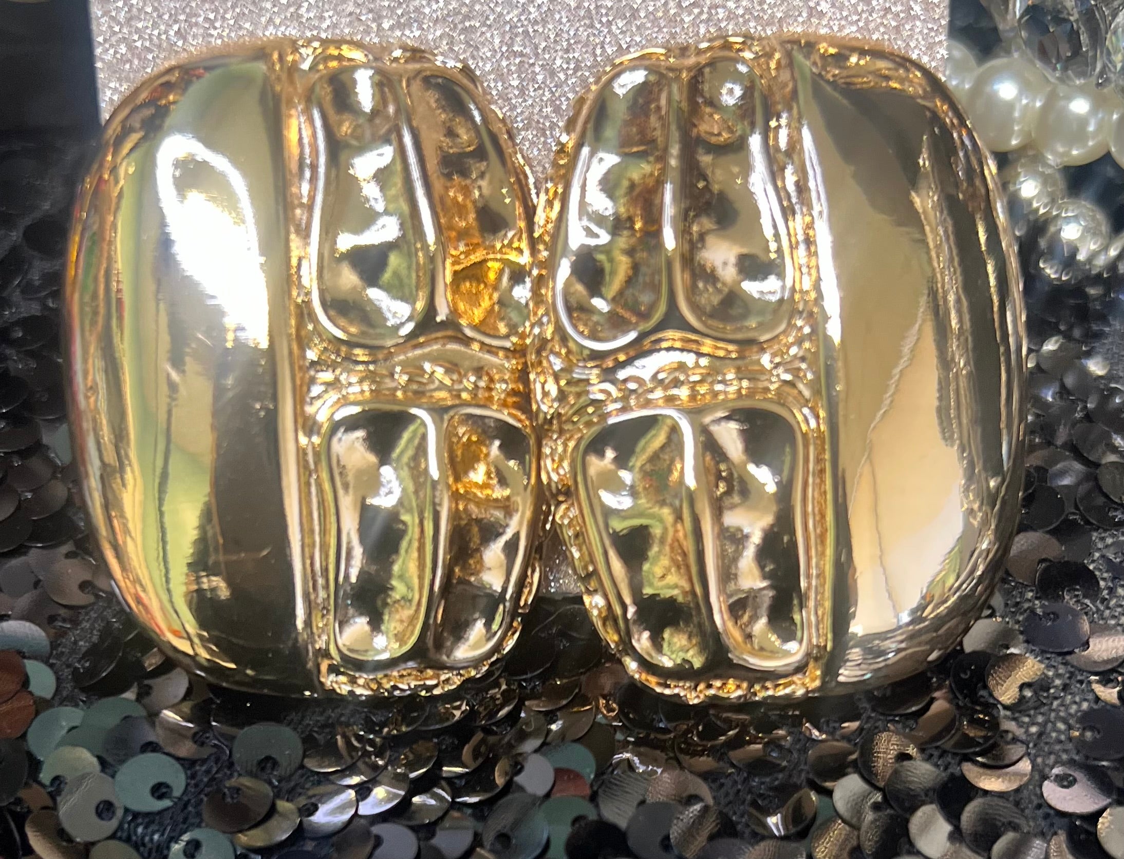 Gold Hammered finished Statement earrings